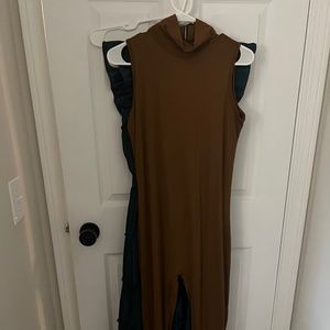 High Neck Bumpsuit - Mocha Brown - Size M
